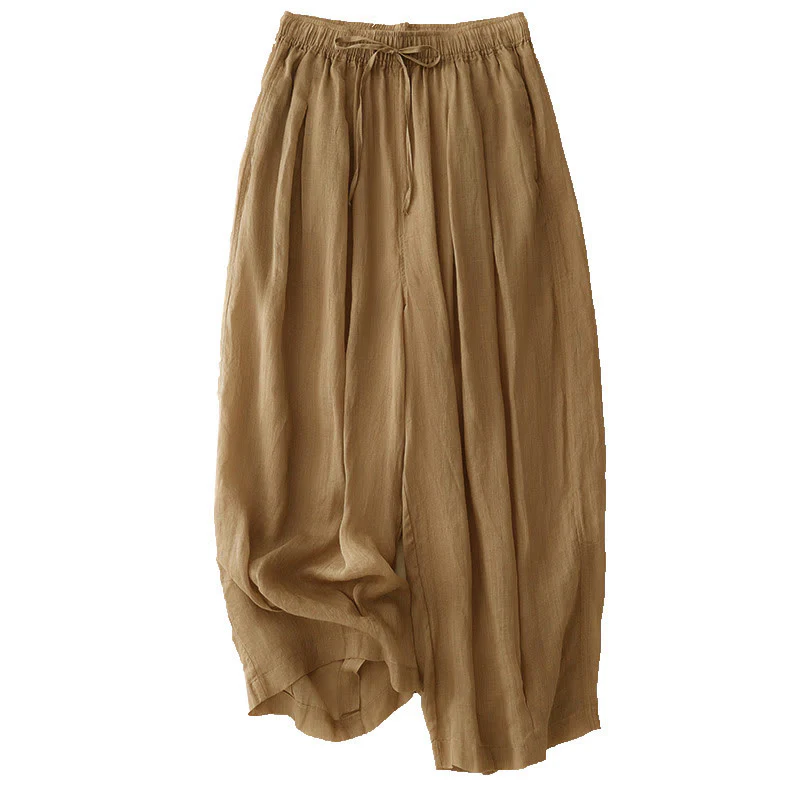 Pantaloni da donna corti con tasche, larghi e casual, a doppio strato, lunghezza 7-8, Buddha Stones - Image 6