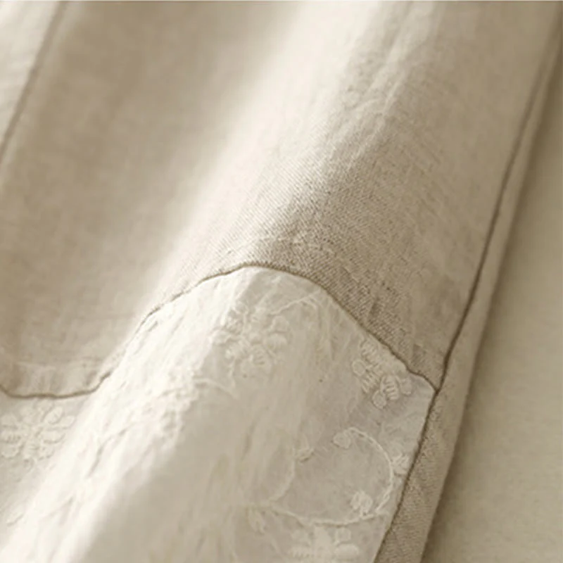 Pantaloni harem da donna in cotone con tasche, lunghezza 7-8, in tessuto patchwork con ricamo casual Buddha Stones - Image 11