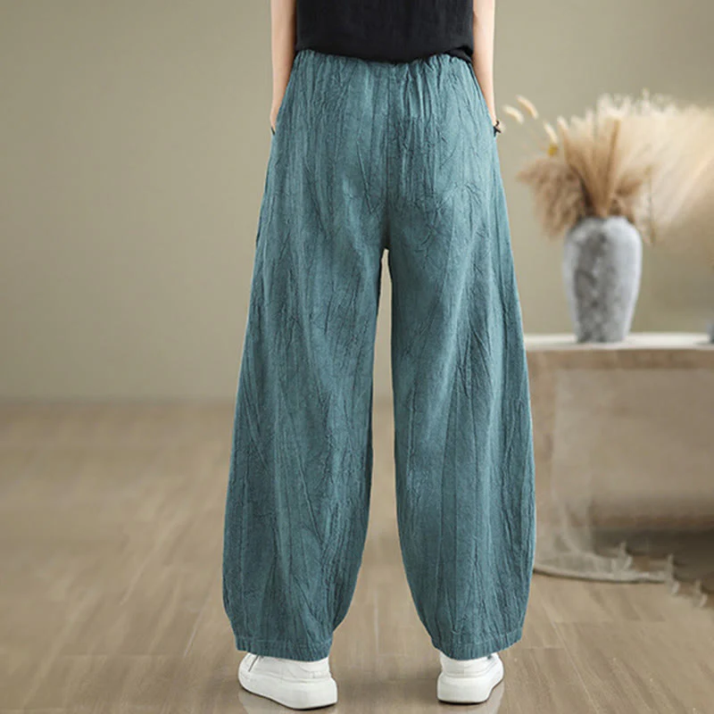Pantaloni harem da donna in cotone e lino casual Buddha Stones con tasche - Image 16