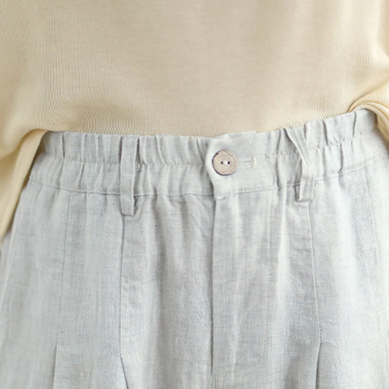 Pantaloni harem da donna in cotone e lino, casual, estivi, a tinta unita, con tasche, a vita alta , Buddha Stones - Image 6
