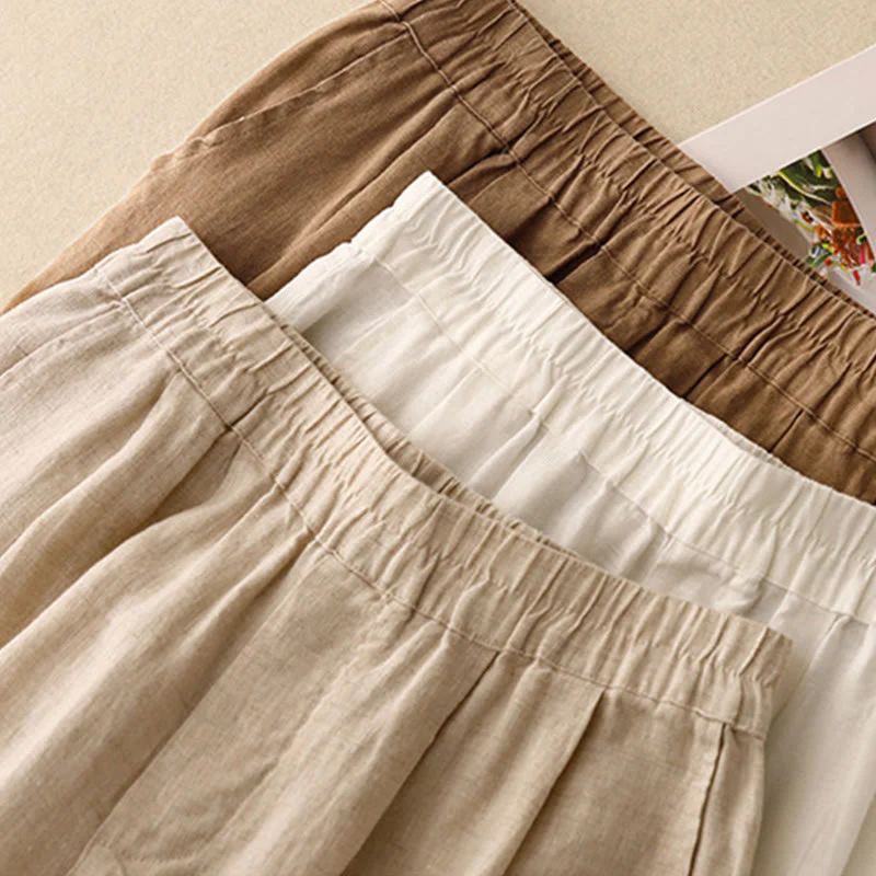 Pantaloni harem da donna in cotone e lino, con tasche, modello Buddha Stones, casual, tinta unita, con bottoni a rana, lunghezza 7-8 - Image 21