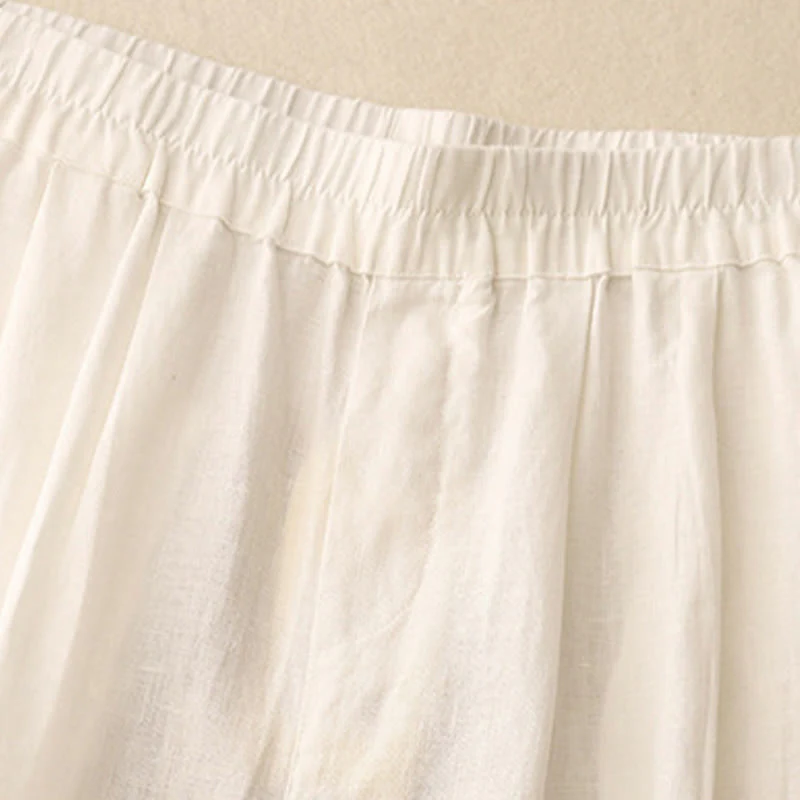 Pantaloni harem da donna in cotone e lino, con tasche, modello Buddha Stones, casual, tinta unita, con bottoni a rana, lunghezza 7-8 - Image 5