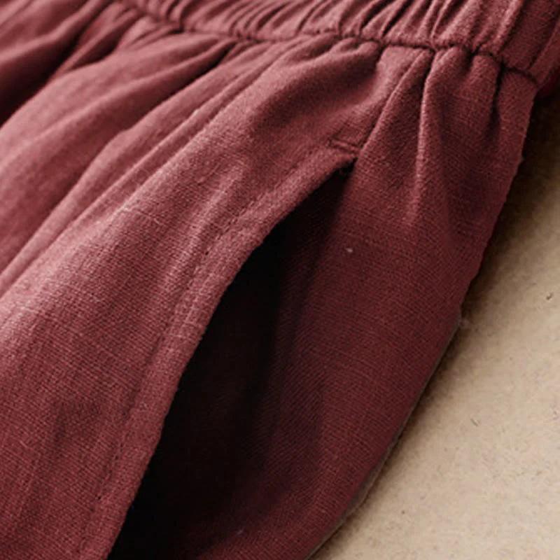 Pantaloni harem da donna in cotone e lino con tasche, modello Buddha Stones Summer Plain - Image 10