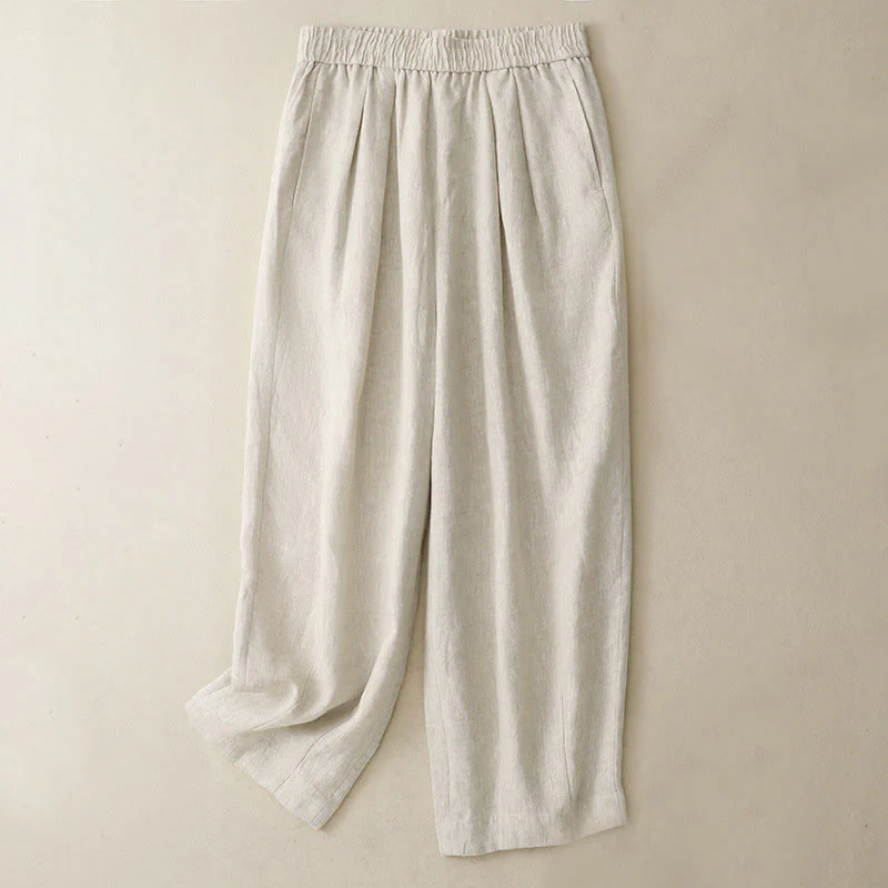 Pantaloni harem da donna in cotone e lino con tasche, modello Buddha Stones Summer Plain - Image 11