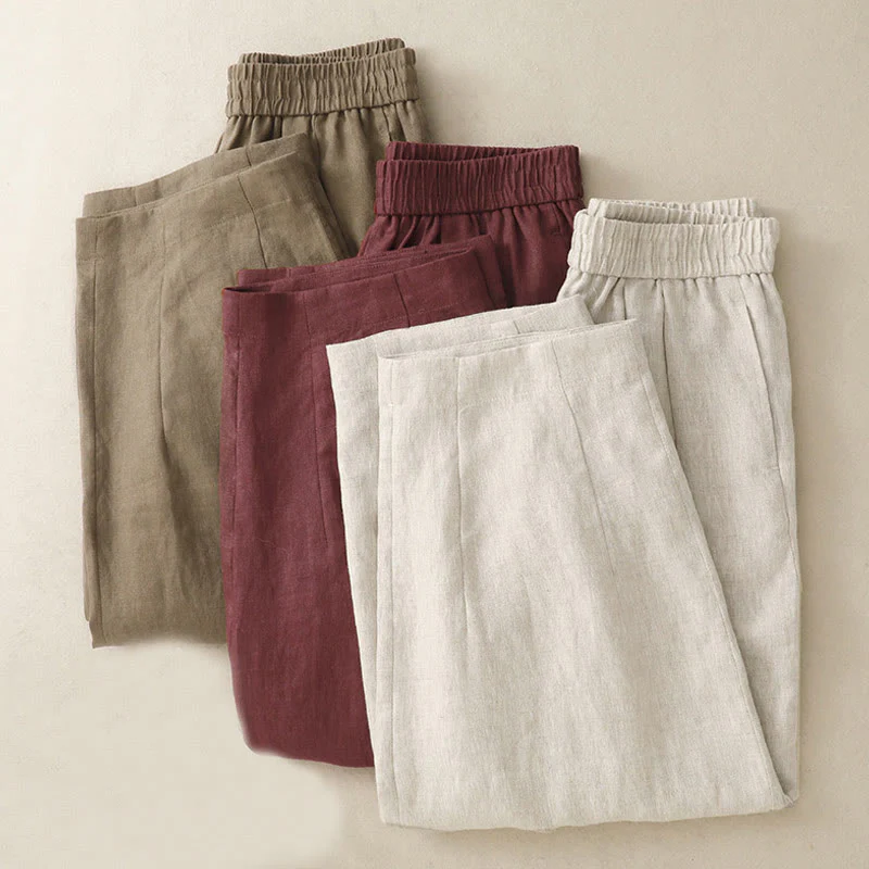 Pantaloni harem da donna in cotone e lino con tasche, modello Buddha Stones Summer Plain - Image 21