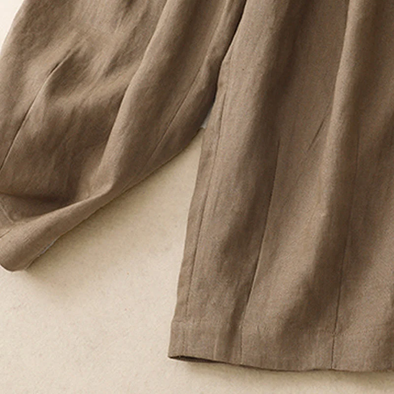 Pantaloni harem da donna in cotone e lino con tasche, modello Buddha Stones Summer Plain - Image 4