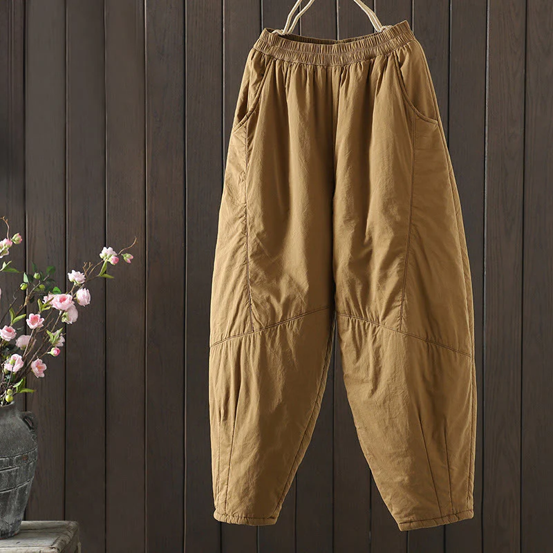 Pantaloni harem da donna con tasche, tinta unita e caldi, Buddha Stones