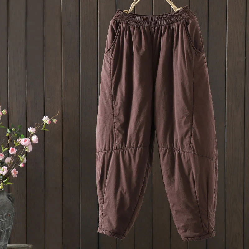 Pantaloni harem da donna con tasche, tinta unita e caldi, Buddha Stones - Image 8