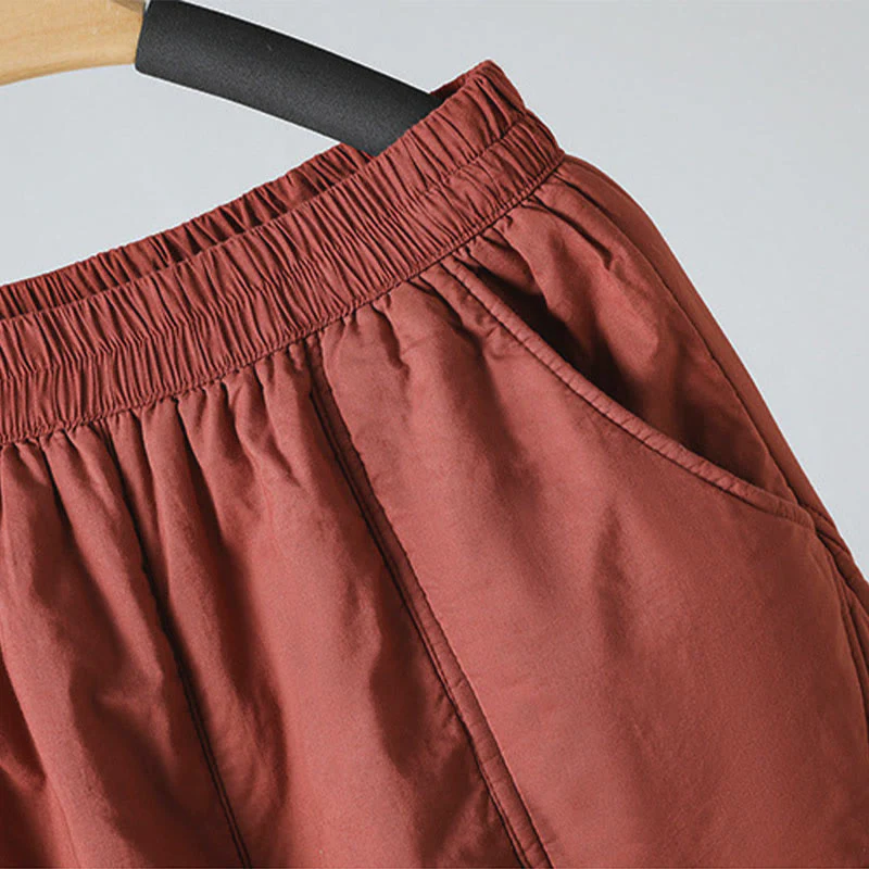 Pantaloni harem da donna in cotone termico con elastico in vita invernale Buddha Stones, lunghezza 7-8, con tasche - Image 14
