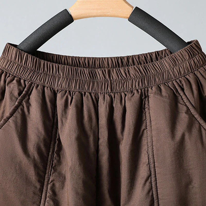 Pantaloni harem da donna in cotone termico con elastico in vita invernale Buddha Stones, lunghezza 7-8, con tasche - Image 4