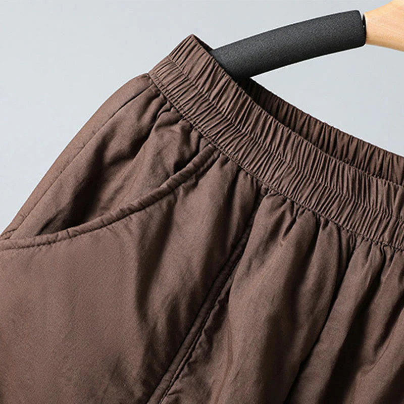 Pantaloni harem da donna in cotone termico con elastico in vita invernale Buddha Stones, lunghezza 7-8, con tasche - Image 6