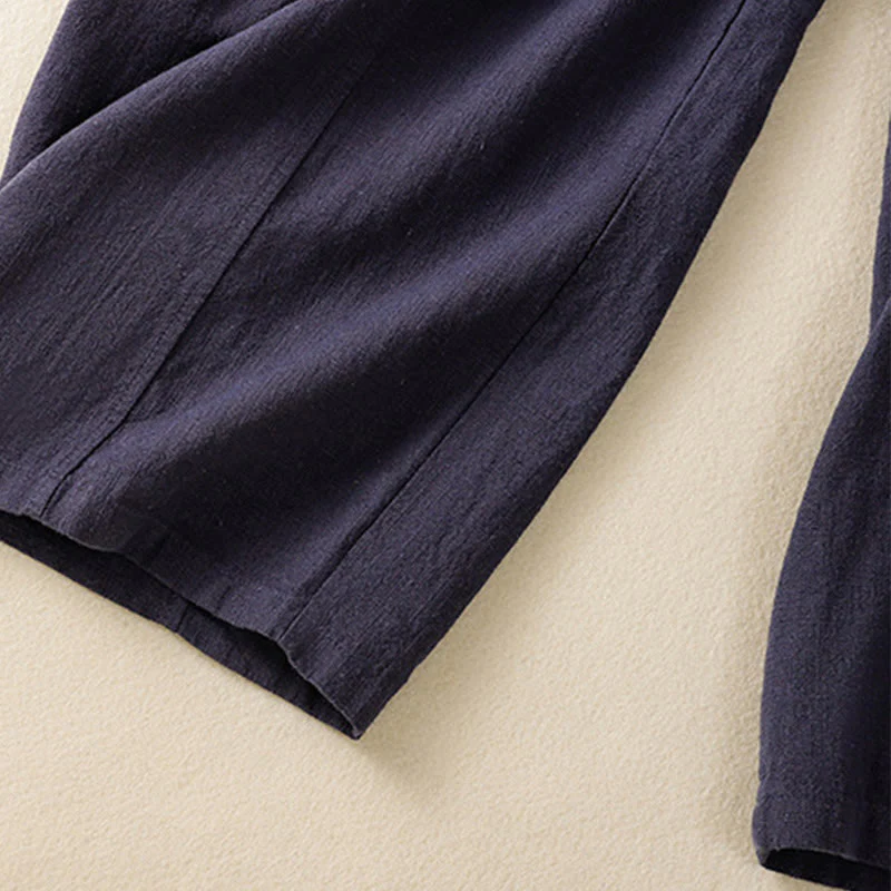Pantaloni harem da donna in lino e cotone con tasche, a vita alta, con design semplice e semplice, motivo Buddha Stones - Image 25
