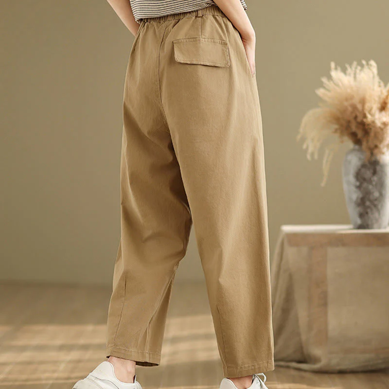 Pantaloni harem da donna in poliestere con elastico in vita e tasche, stile casual , Buddha Stones - Image 6