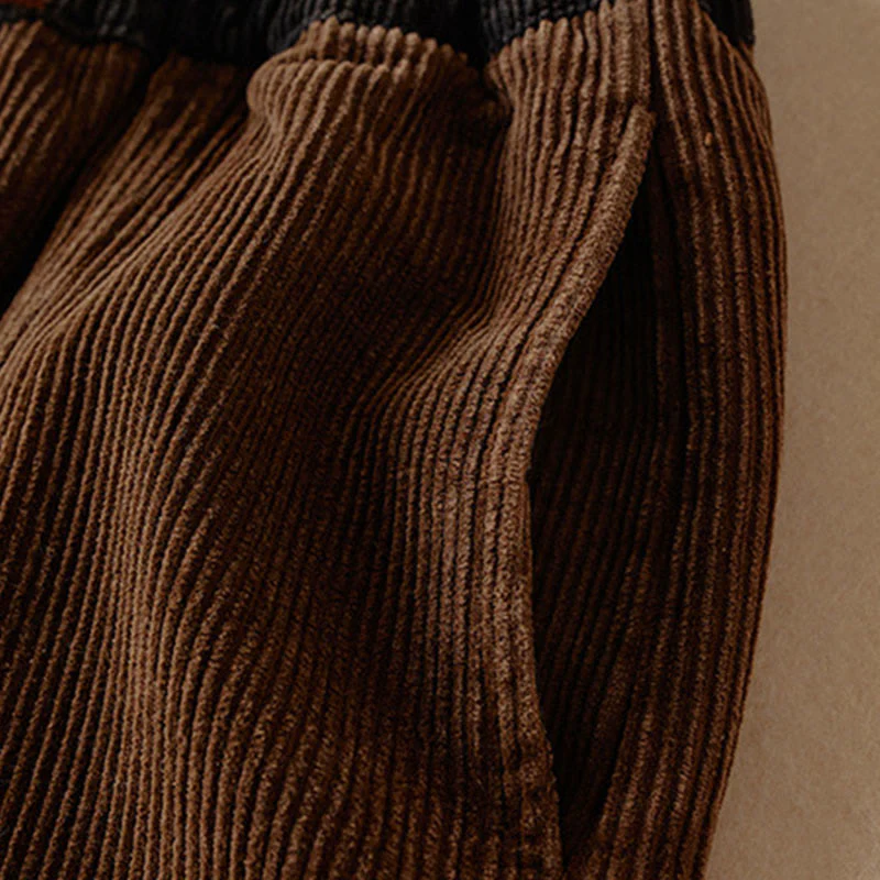 Pantaloni harem da donna in velluto a coste con contrasto di colore, foderati in pile termico e tasche, con Buddha Stones - Image 19