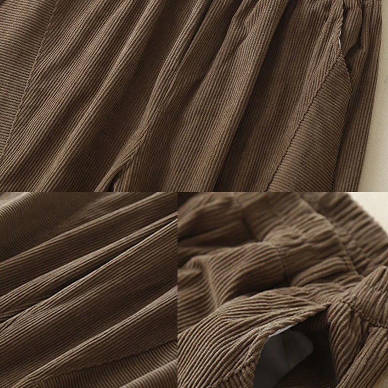 Pantaloni harem da donna in velluto a coste e poliestere con tasche, modello Buddha Stones Commute Vintage Plain - Image 4