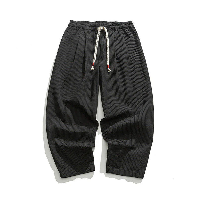 Pantaloni harem da uomo alla caviglia con coulisse e tasche, tinta unita , Buddha Stones Fall - Image 33
