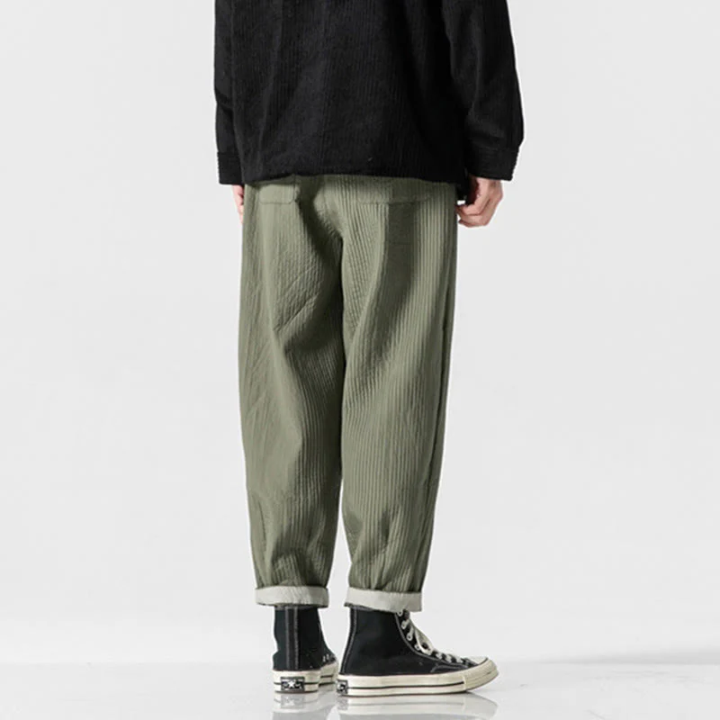 Pantaloni harem da uomo alla caviglia con coulisse e tasche, tinta unita , Buddha Stones Fall - Image 5