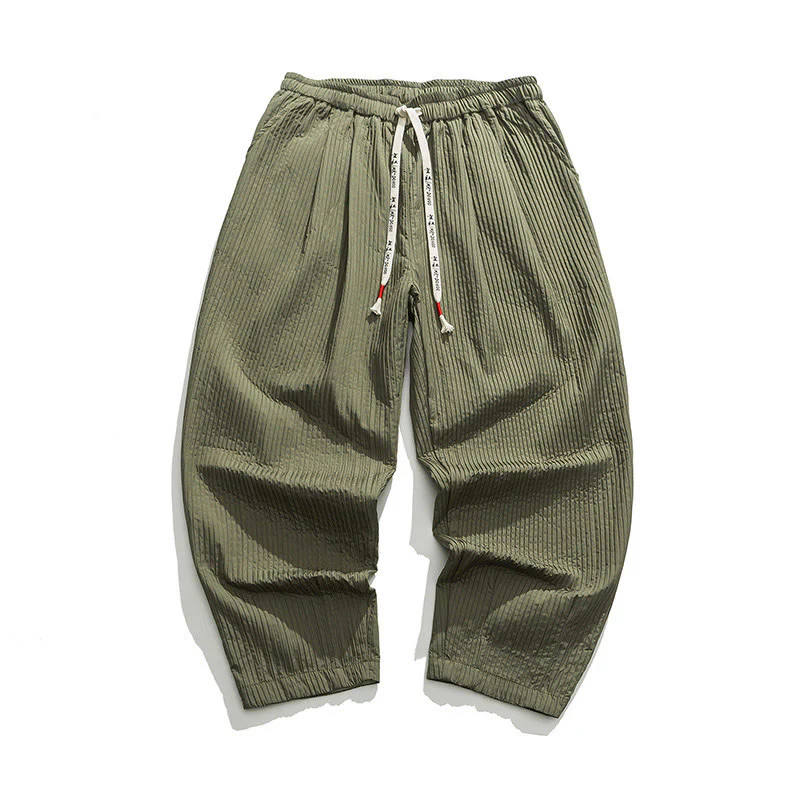Pantaloni harem da uomo alla caviglia con coulisse e tasche, tinta unita , Buddha Stones Fall - Image 9