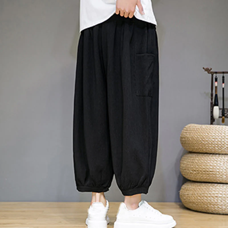 Pantaloni harem da uomo Buddha Stones, modello casual, lunghezza 7-8, con tasche laterali - Image 14