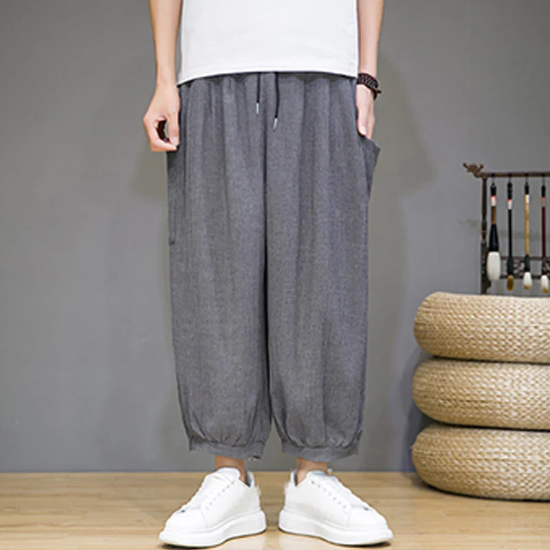 Pantaloni harem da uomo Buddha Stones, modello casual, lunghezza 7-8, con tasche laterali - Image 22