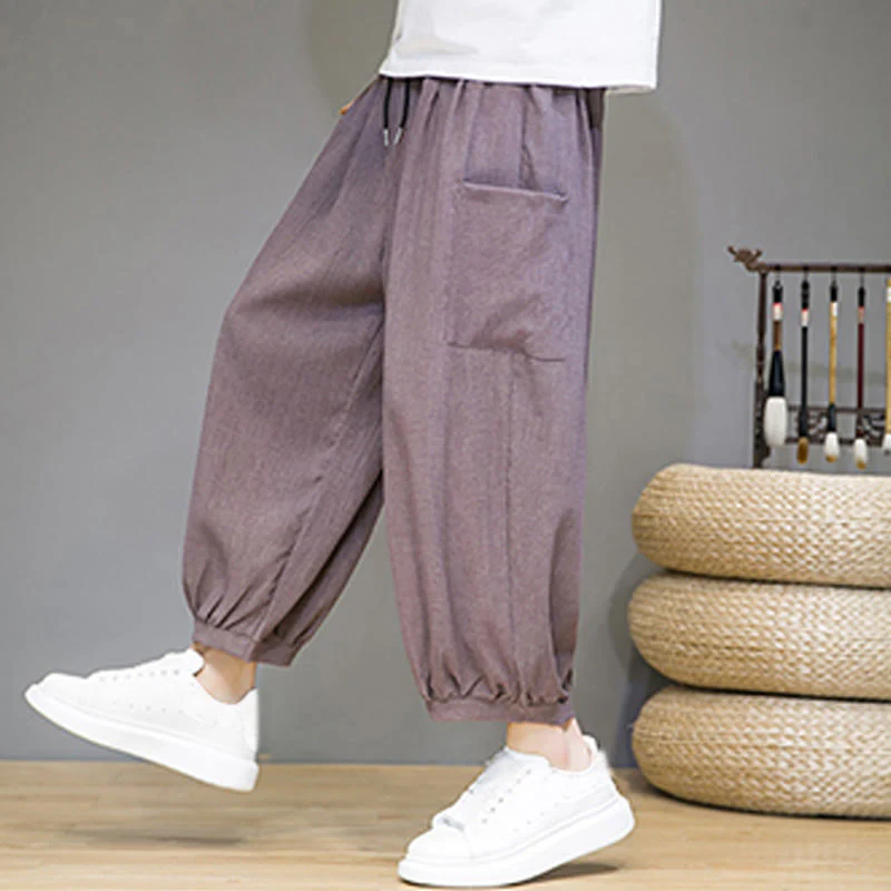 Pantaloni harem da uomo Buddha Stones, modello casual, lunghezza 7-8, con tasche laterali - Image 33
