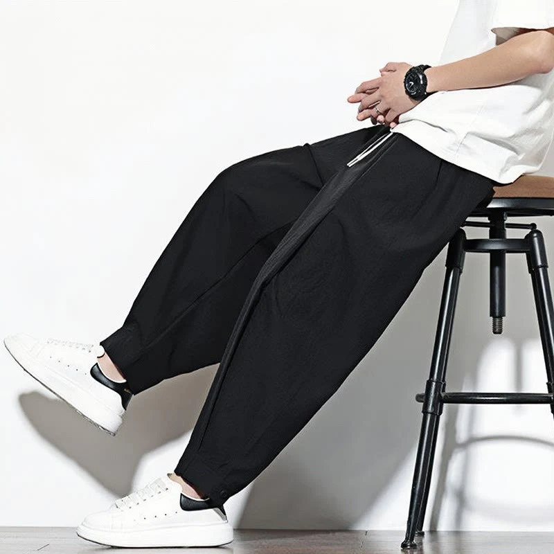 Pantaloni harem da uomo con coulisse, casual, tinta unita, con tasche , Buddha Stones - Image 16