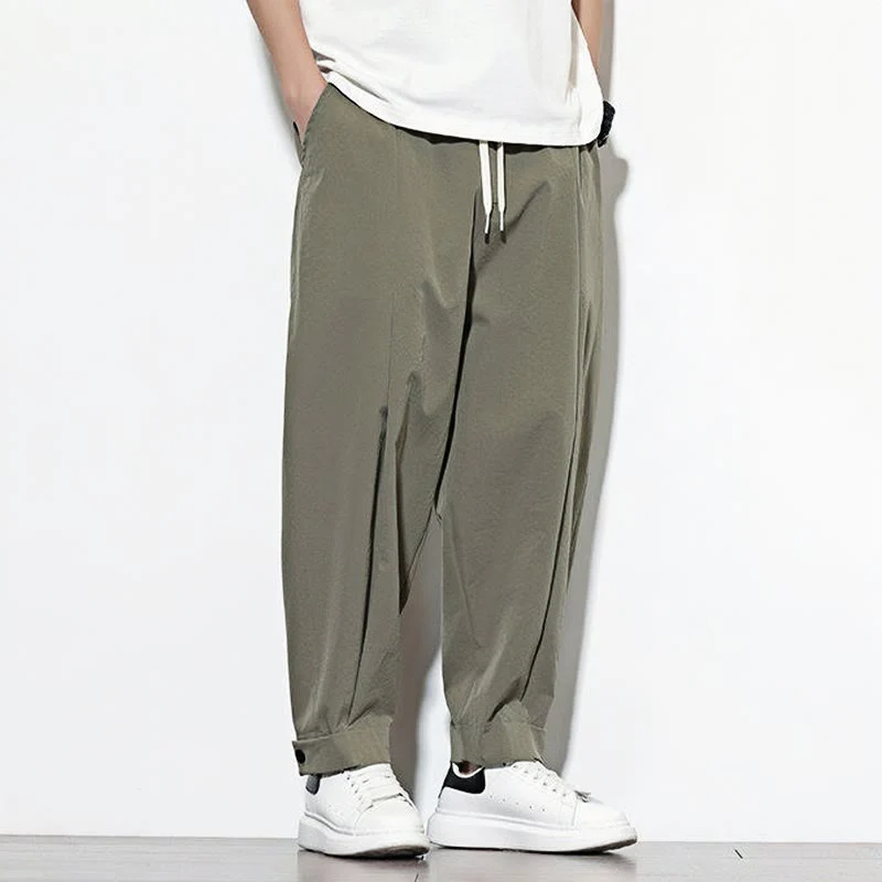 Pantaloni harem da uomo con coulisse, casual, tinta unita, con tasche , Buddha Stones - Image 6