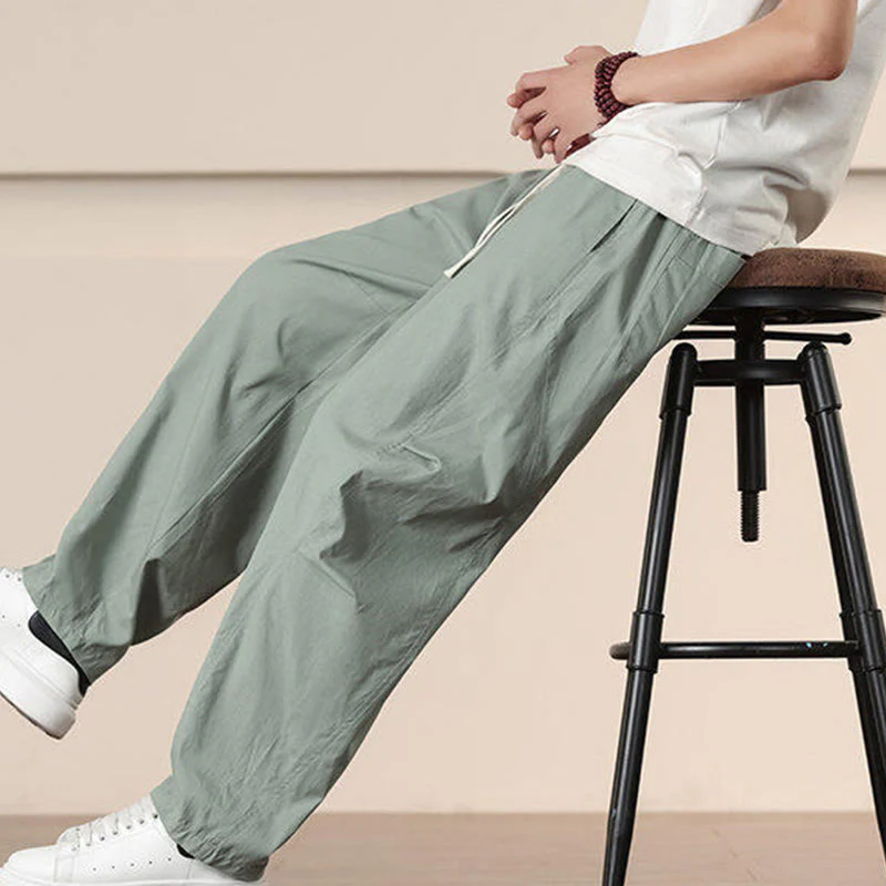 Pantaloni harem da uomo con coulisse e tasche Buddha Stones Commute Spring tinta unita - Image 26