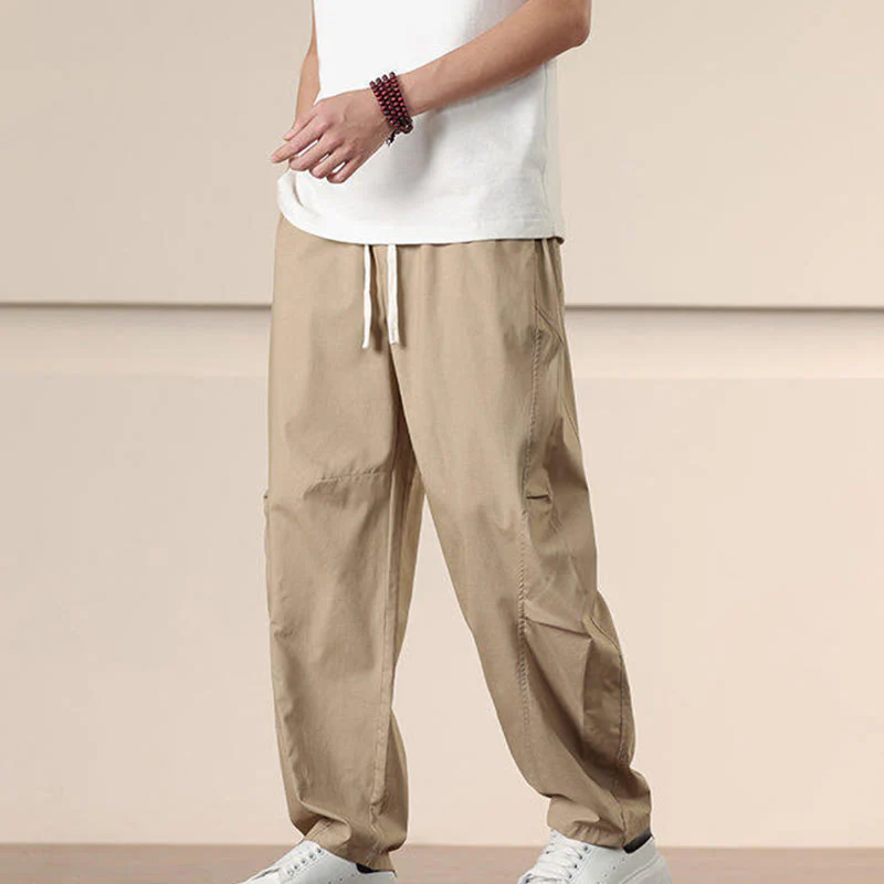 Pantaloni harem da uomo con coulisse e tasche Buddha Stones Commute Spring tinta unita - Image 3