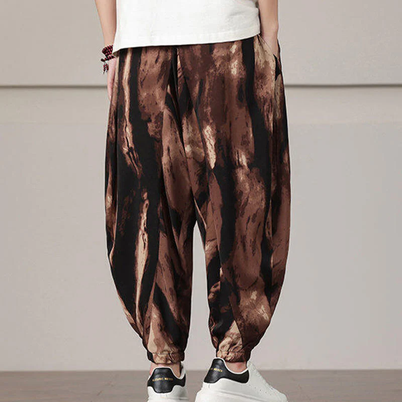 Pantaloni harem da uomo con coulisse e tasche con motivo a strisce Buddha Stones - Image 12