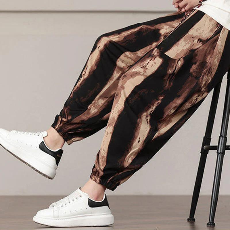 Pantaloni harem da uomo con coulisse e tasche con motivo a strisce Buddha Stones - Image 16