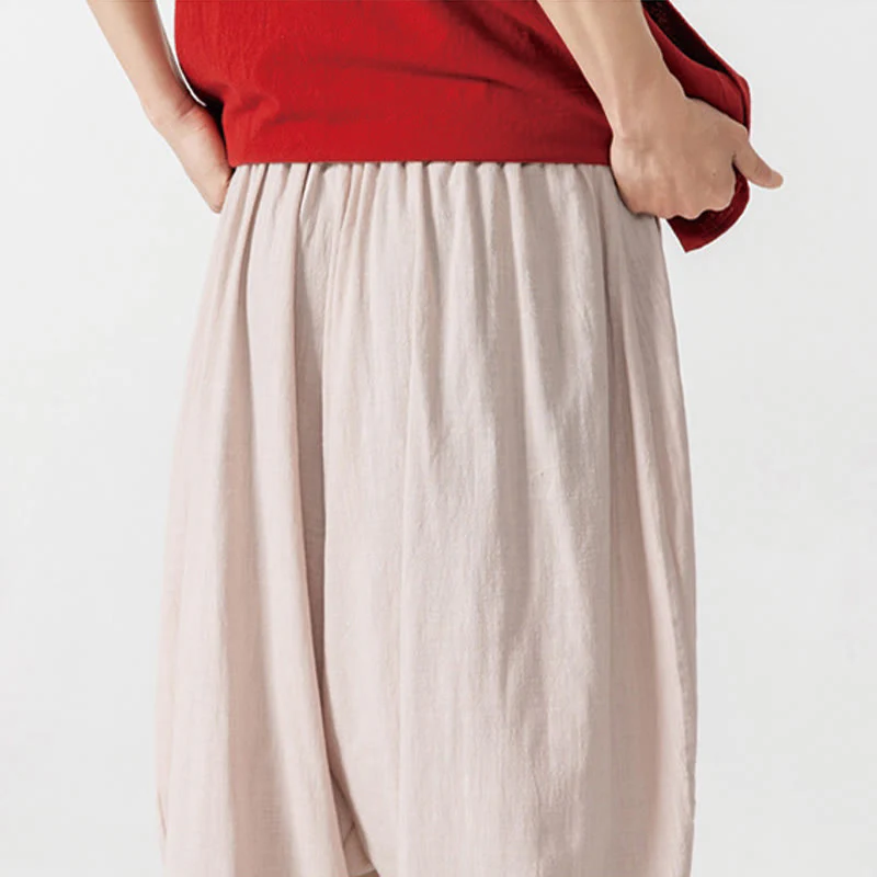 Pantaloni harem da uomo con coulisse e tasche in tinta unita primaverili Buddha Stones - Image 31