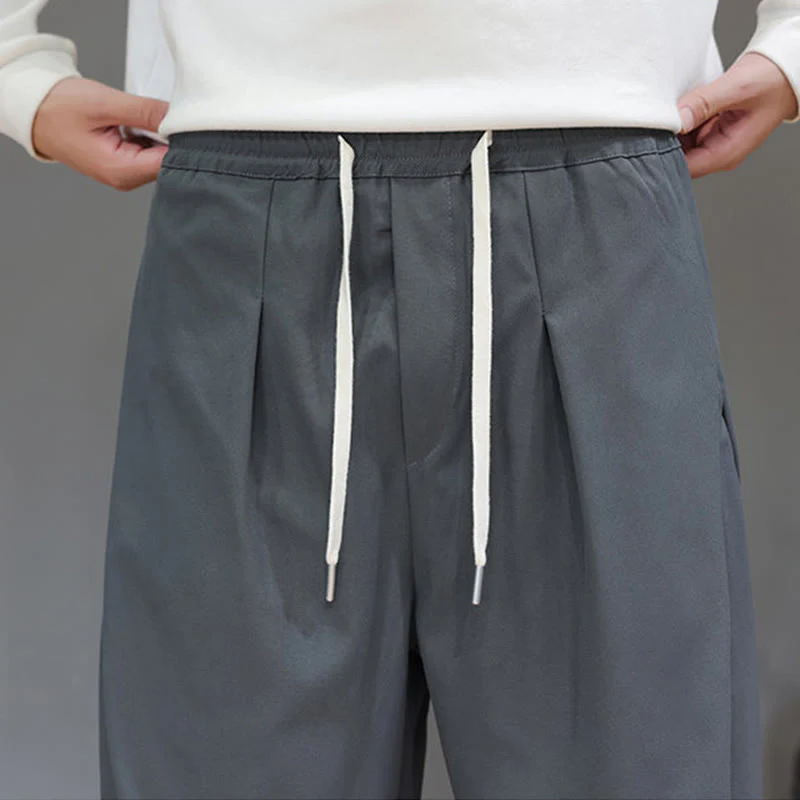 Pantaloni harem da uomo con tasche e gamba dritta, tinta unita, modello Buddha Stones Fall - Image 10