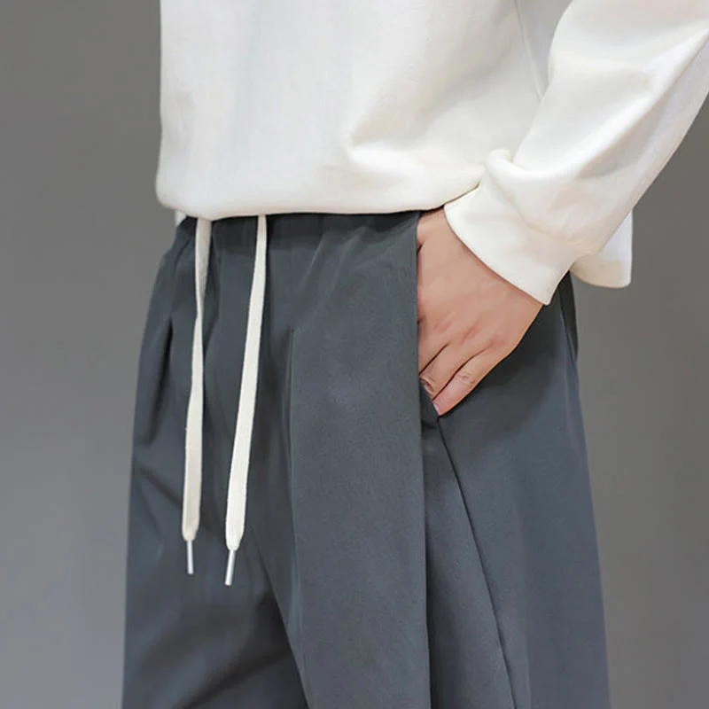 Pantaloni harem da uomo con tasche e gamba dritta, tinta unita, modello Buddha Stones Fall - Image 11