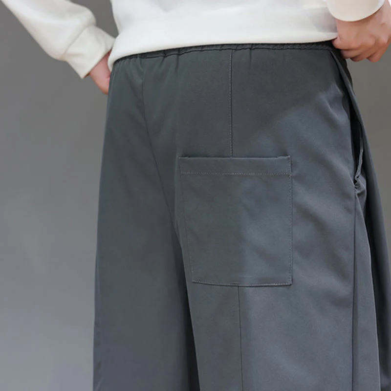 Pantaloni harem da uomo con tasche e gamba dritta, tinta unita, modello Buddha Stones Fall - Image 12