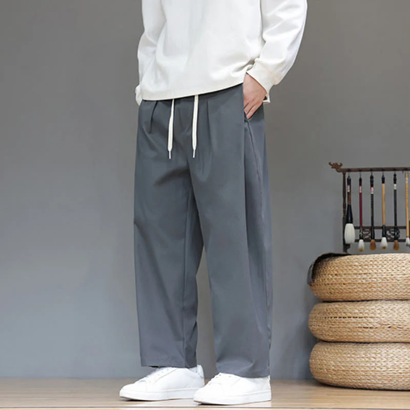 Pantaloni harem da uomo con tasche e gamba dritta, tinta unita, modello Buddha Stones Fall - Image 5