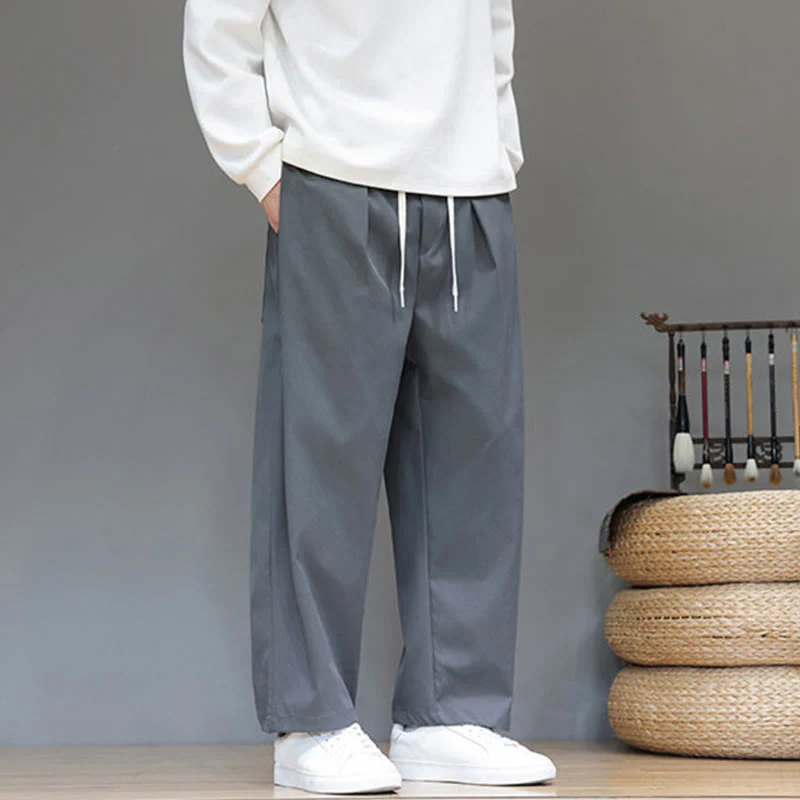 Pantaloni harem da uomo con tasche e gamba dritta, tinta unita, modello Buddha Stones Fall - Image 6
