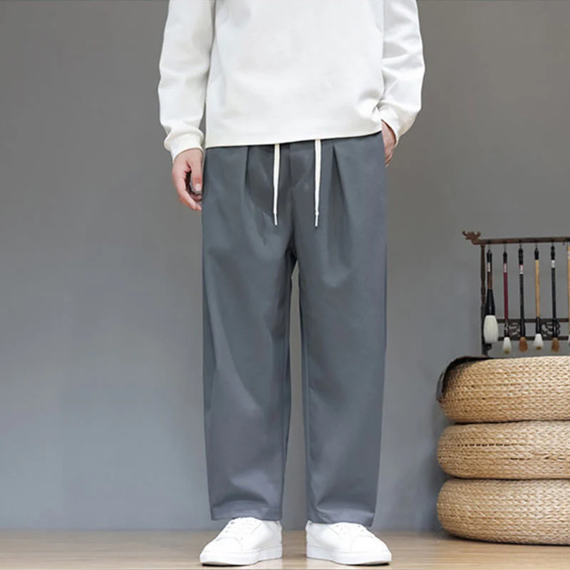 Pantaloni harem da uomo con tasche e gamba dritta, tinta unita, modello Buddha Stones Fall - Image 7