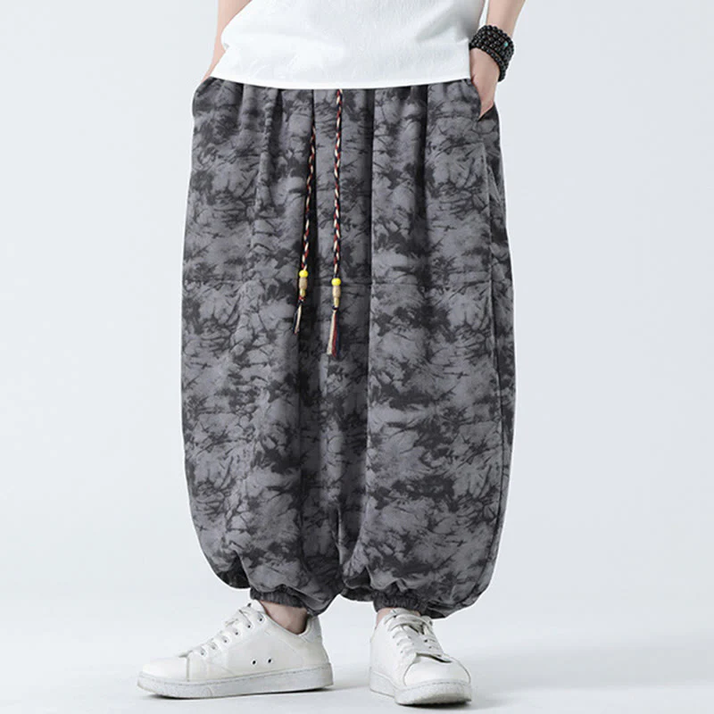 Pantaloni harem da uomo con tasche, motivo floreale, stile retrò casual con Buddha Stones - Image 15