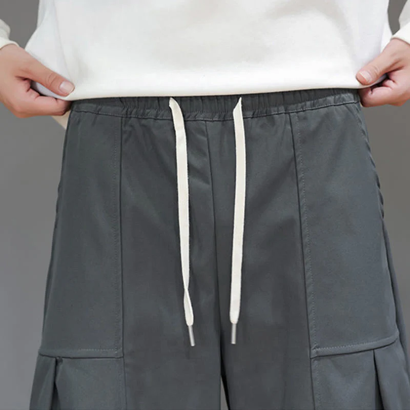 Pantaloni harem da uomo in cotone color puro con tasche , Buddha Stones Fall - Image 19