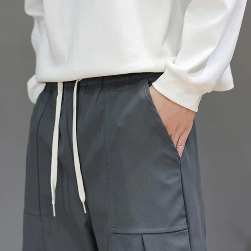 Pantaloni harem da uomo in cotone color puro con tasche , Buddha Stones Fall - Image 20