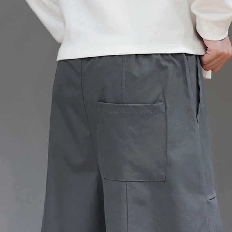 Pantaloni harem da uomo in cotone color puro con tasche , Buddha Stones Fall - Image 21