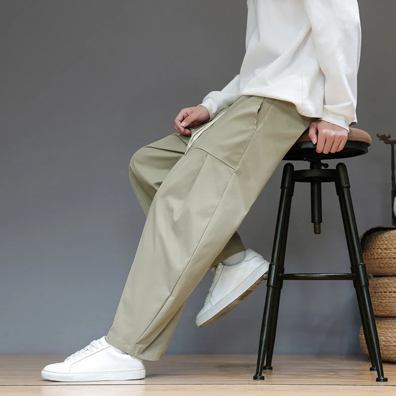 Pantaloni harem da uomo in cotone color puro con tasche , Buddha Stones Fall - Image 9