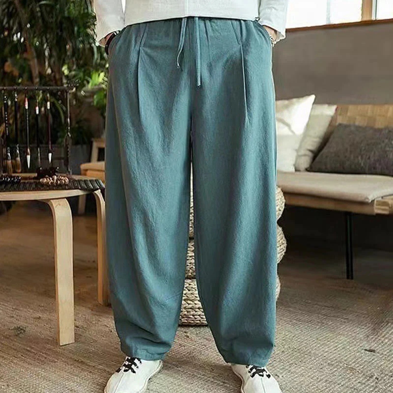 Pantaloni harem da uomo con coulisse, casual e semplici, con tasche, Buddha Stones - Image 16