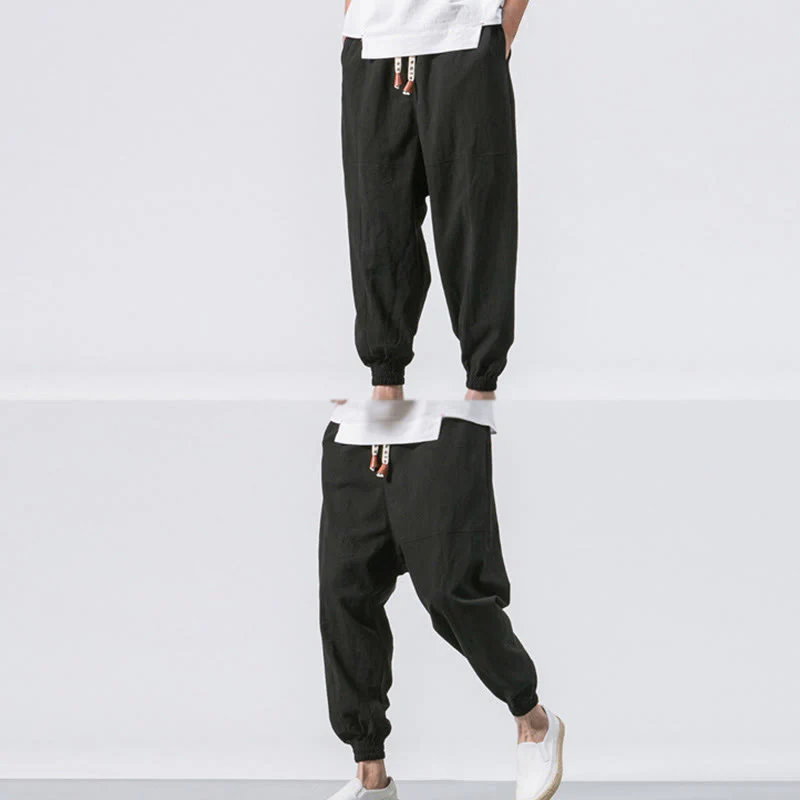 Pantaloni harem da uomo in cotone con coulisse, semplici e semplici, con tasche, modello Buddha Stones - Image 18