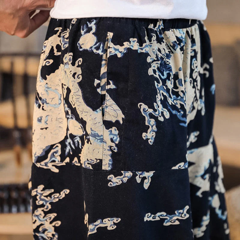 Pantaloni harem da uomo in cotone con motivo a drago cinese e tasche, modello Buddha Stones - Image 10