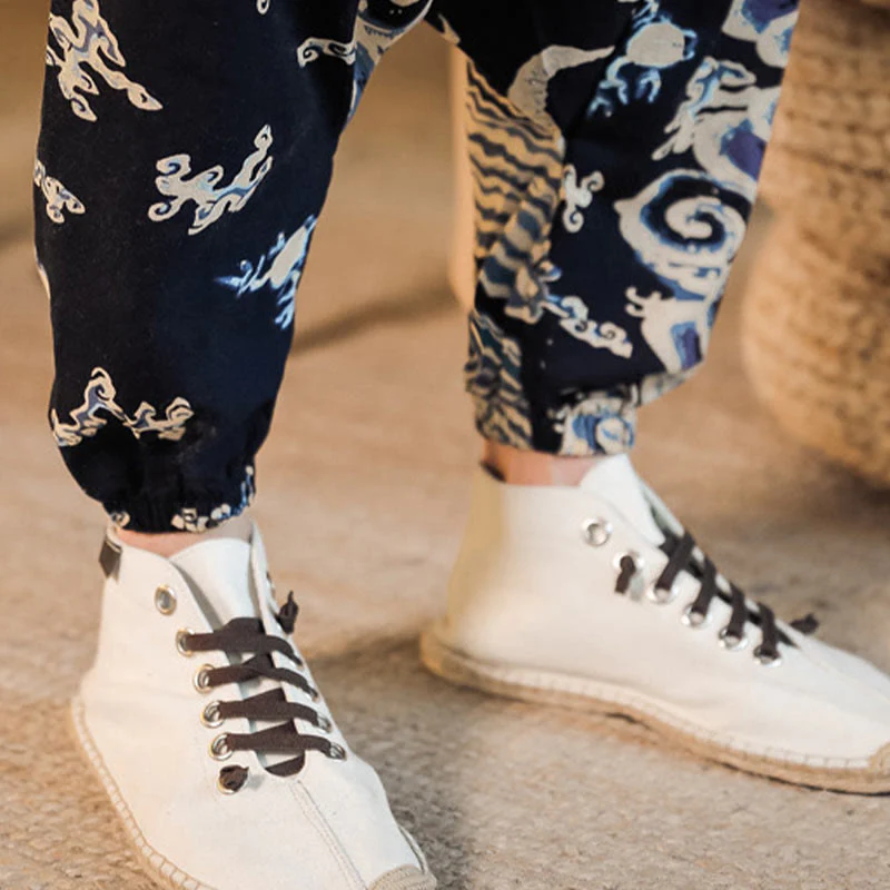Pantaloni harem da uomo in cotone con motivo a drago cinese e tasche, modello Buddha Stones - Image 12