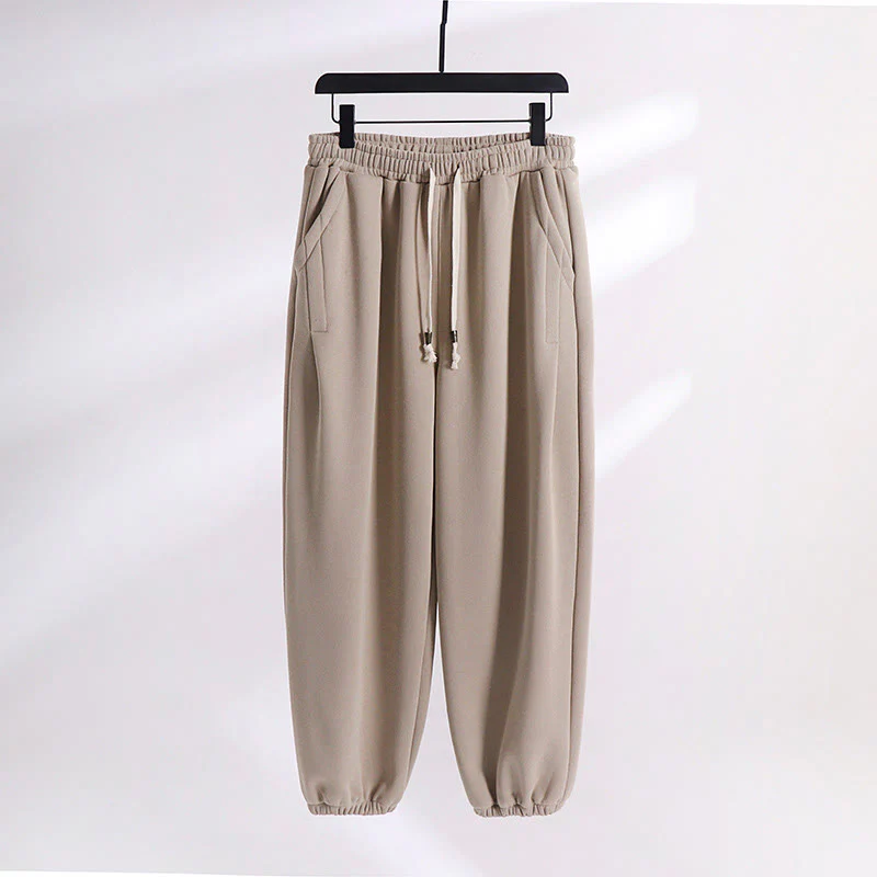 Pantaloni harem da uomo in cotone con tasche, foderati in pile, con coulisse, modello regolare, autunno inverno, tinta unita , Buddha Stones - Image 10