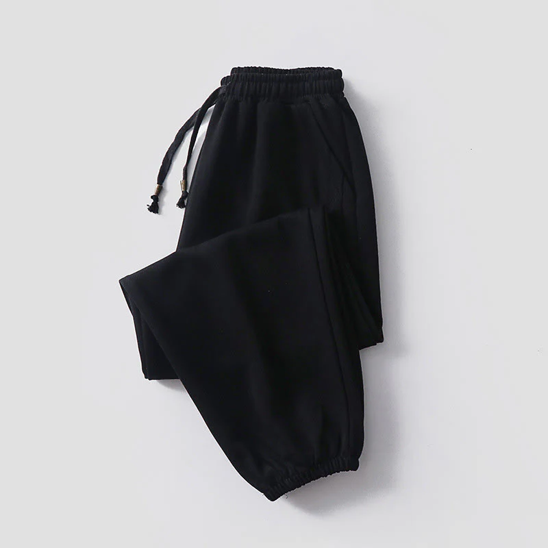 Pantaloni harem da uomo in cotone con tasche, foderati in pile, con coulisse, modello regolare, autunno inverno, tinta unita , Buddha Stones - Image 13