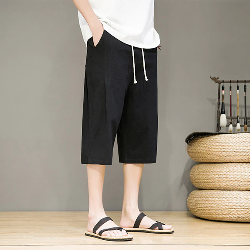 Pantaloni harem da uomo in cotone e lino, con tasche , Buddha Stones, casual, estivi, con coulisse, tinta unita - Image 16
